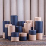 Cardboard tubes with contrasting colours of lid and base