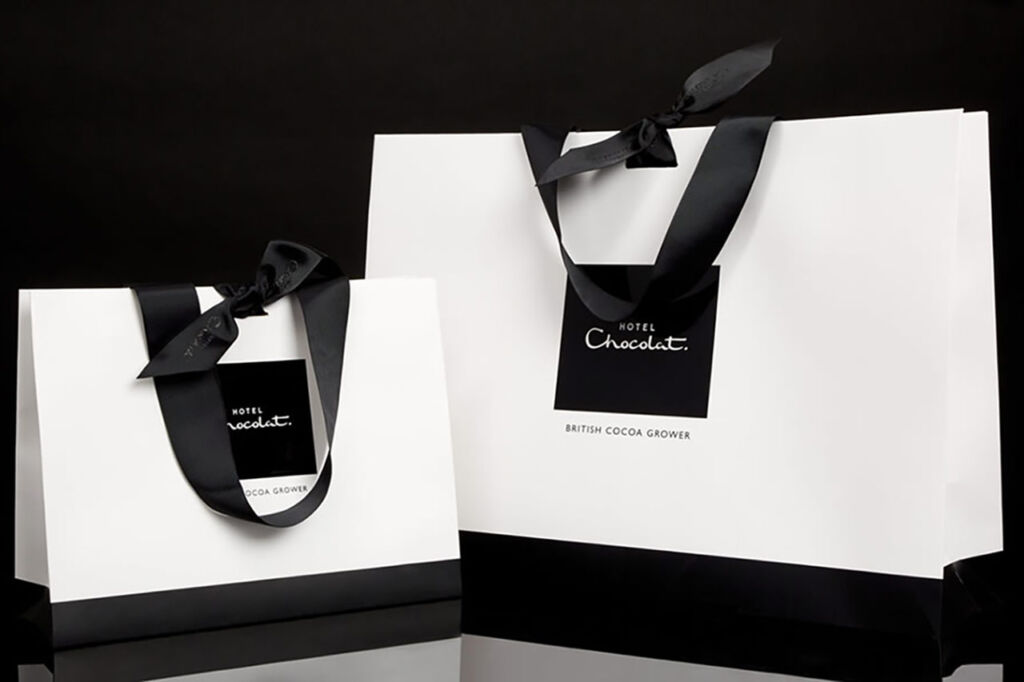 hotel chocolat custom paper bag.